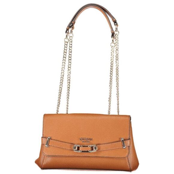 Guess Jeans Flap Chain Strap Handbag Women Brown Handbags